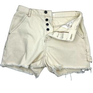 PacSun High Rise Utility Shorts Raw Hem Cream Denim Women’s Size 28 (size 6)